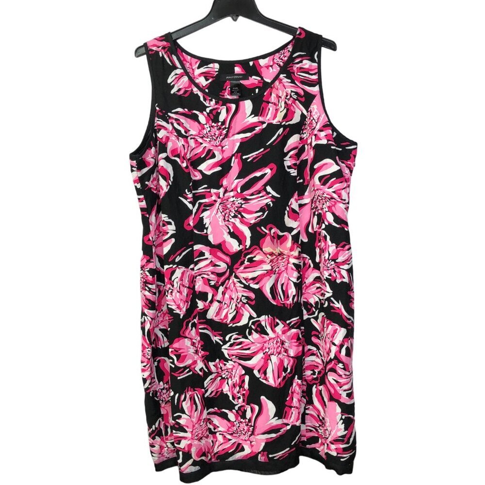 ASHLEY STEWART FLORAL PRINT LINEN BLEND DRESS SIZE 24W‎